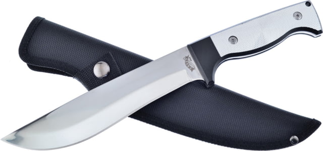 Frost Knight Guard Fixed Blade Knife 7" mirror finish 440 stainless blade Black and silver aluminum handle
