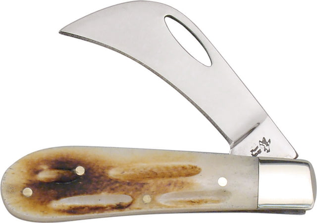 Frost Little Hawkbill Sawcut Bone Folding KnifeStainless SteelStandard EdgeMirror PolishSawcut Bone Handle - Frost