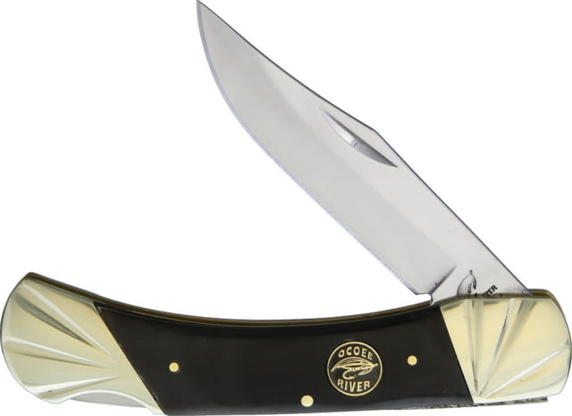 Frost Lockback Ox Horn Folding Knife 3.75in Satin SS Clip Point Blade Buffalo Horn Handle - Frost Cutlery