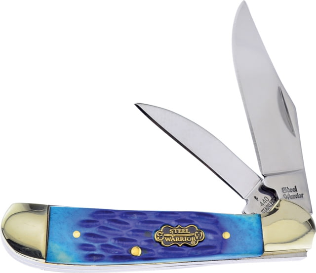Frost Locking Copperhead Blue Bone Folding Knife Mirror SS Clip And Pen Blades Caribbean Blue Jigged Bone Handle