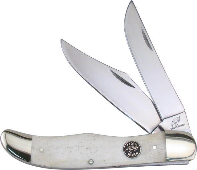 Frost Ocoee River Folding Hunter Folding Knife Mirror SS Clip And Skinner Blades White Smooth Bone Handle Black Nylon Sheath - Frost