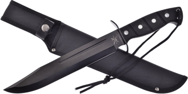 Frost Operation Bowie Knife 10" black finish stainless clip point blade Black rubber handle - Frost