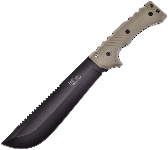 Frost Protector Sand Bowie Knife 13in Overall 7.5in Black Coated Sawback Stainless Blade Sand Plastic Handle Plastic Sheath - Frost