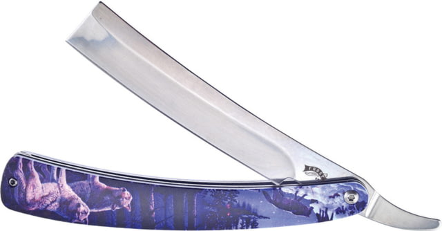 Frost Razor Folding Knife w/Wolf Print 4.25in stonewash finish stainless blade ABS handle