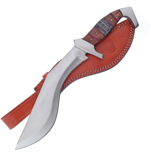 Frost Red River Bowie Knife 15in Overall 10in Satin Stainless Blade Brown Wood Handle Leather Sheath - Frost