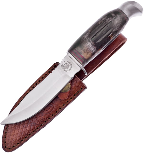 Frost Skinner Red Bone Knife 4.5" satin finish stainless blade Red bone handle with pakkawood spacers - Frost