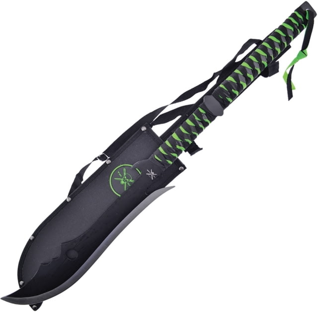 Frost Tac Xtreme Knife Tac Xtreme Fixed Blade 27.5in Overall 13.5in Black SS Blade Cord Wrapped Handle Black/Green Handle Black Nylon Sheath - Frost
