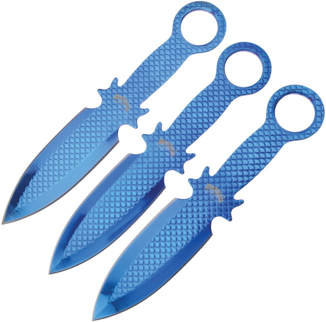 Frost Three Piece Thrower Set Blue 3.63" blue titanium coated double edge stainless b One-piece construction