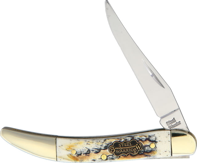 Frost Toothpick Steel Warrior Folding Knife Mirror finish stainless long clip blade Winter aged jigged bone handle