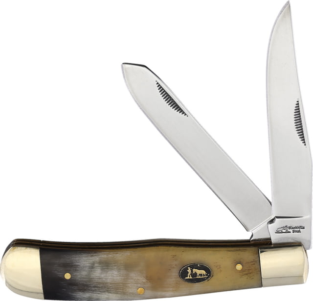Frost Trapper Folding Knife Mirror finish stainless clip and spey blades Ox horn handle - Frost