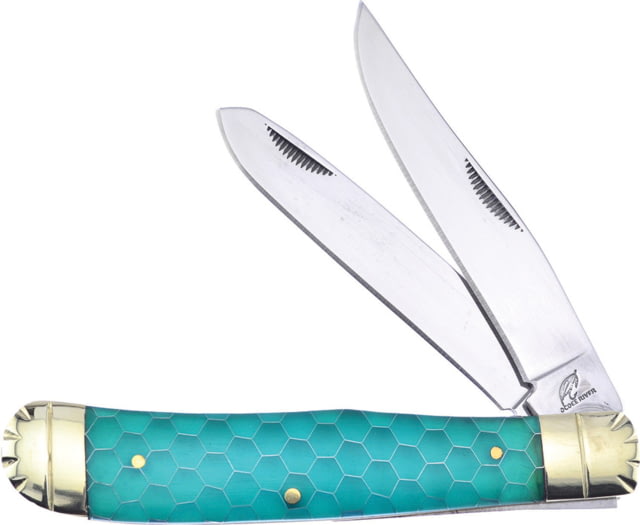 Frost Trapper Ocoee River Folding Knife Mirror finish stainless clip and spey blades Glow in the Dark resin handle