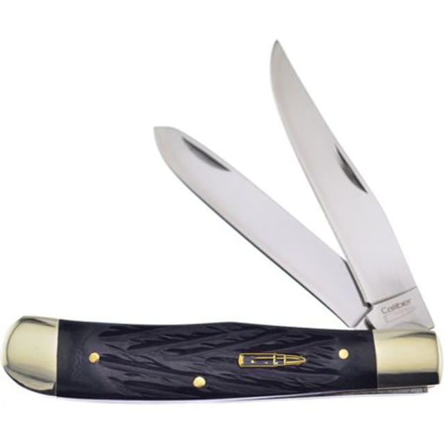 Frost Trapper Pick Bone Folding Knife Mirror SS Clip/ Spey Blades Black Pick Bone Handle Nickel Silver Bolster Inlay Shield Black - Frost