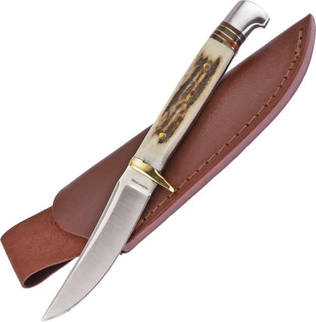 Frost Trophy Stag Small Bowie Fixed Blade Knife 3.375in Stag Handle