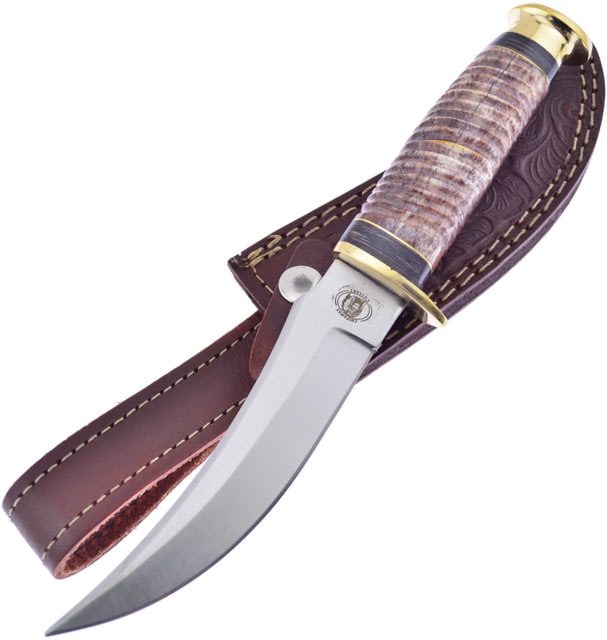 Frost Wigwam Skinner Knife 5.5" satin finish stainless skinner blade Brown sculpted bone handle