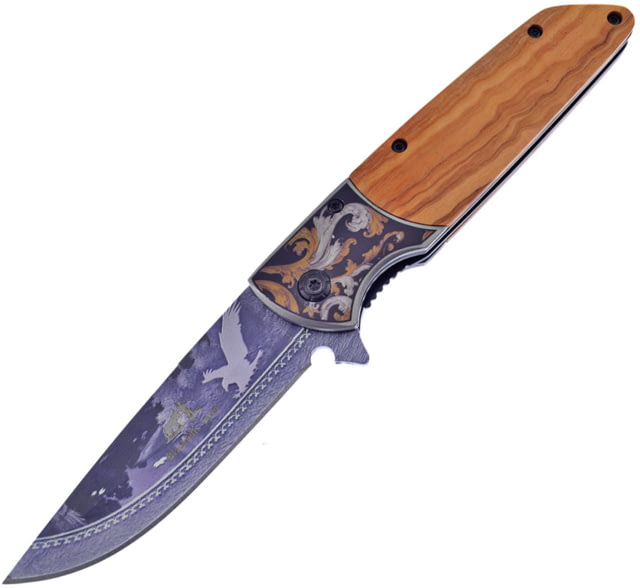 Frost Wildlife Linerlock A/O Eagle 3.75 in Assisted Opening Folding Knife Olive wood