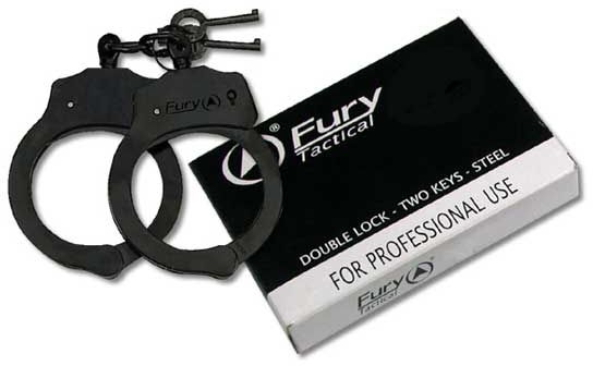 Fury Professional DoubleLock Handcuff Black Gun Metal Plated FP - Fury