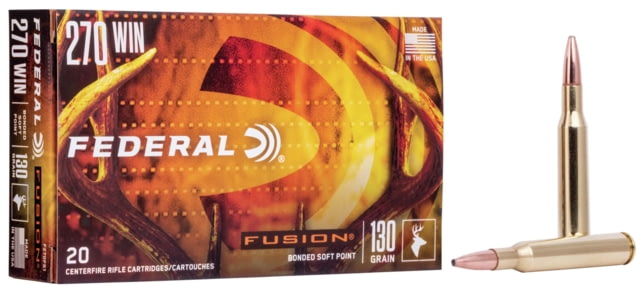eral Fusion .270 Winchester 130 Grain Soft Point Brass Cased Centerfire Rifle 20 Rounds Ammo