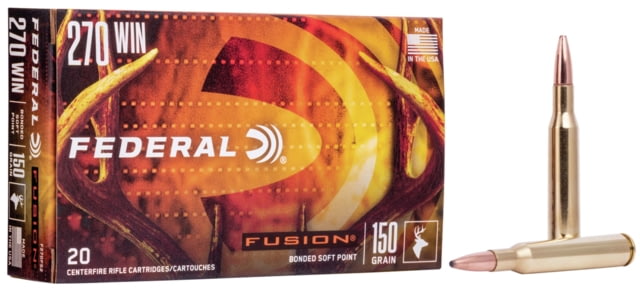 eral Fusion .270 Winchester 150 Grain Soft Point Brass Cased Centerfire Rifle 20 Rounds Ammo