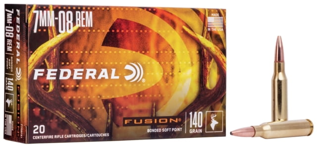 eral Fusion 7mm-08 140 Grain Soft Point Brass Cased Centerfire Rifle 20 Rounds Ammo