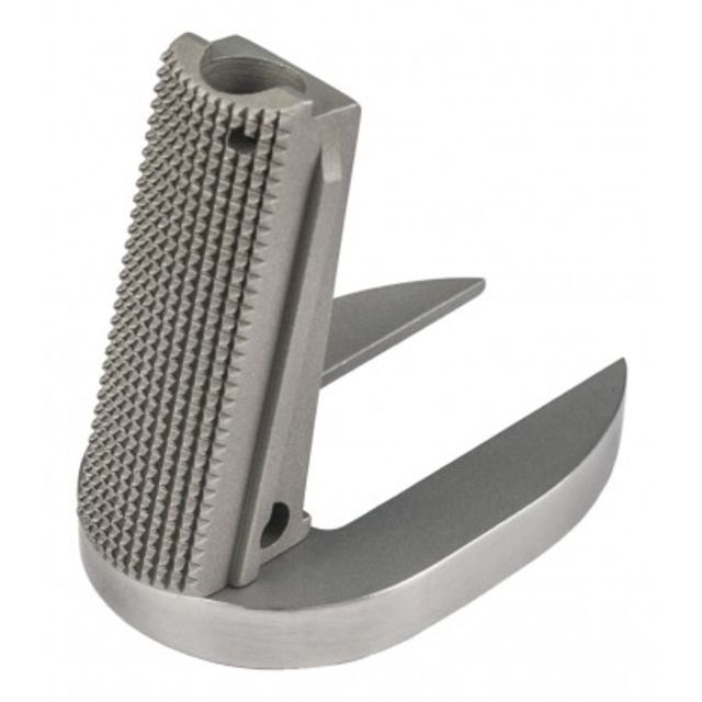 Fusion Firearms  Mag-well Mainspring Housing Officer Checkered Silver - Fusion Firearms