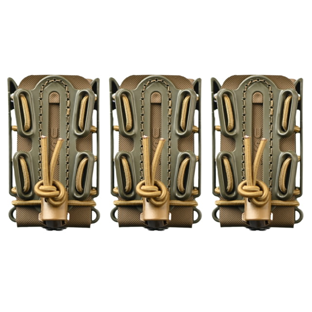 G-Code Pistol Soft Shell Scorpion Mag Carrier w/ P1/P2/P3 Molle and Belt Mounts Pack of 3 Ambidextrious OD Green Frame/Tan Shell Short