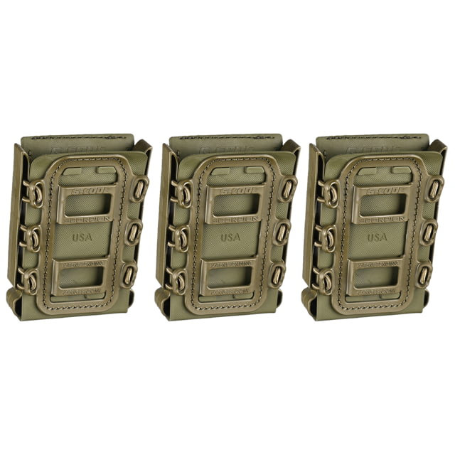 G-Code Rifle Soft Shell Scorpion Mag Carrier w/ R1/R2/R3 Molle and Belt Mounts Pack of 3 OD Green Frame/OD Green Shell Rifle SS-R1-3PK-123-GNGN - G-Code Holsters