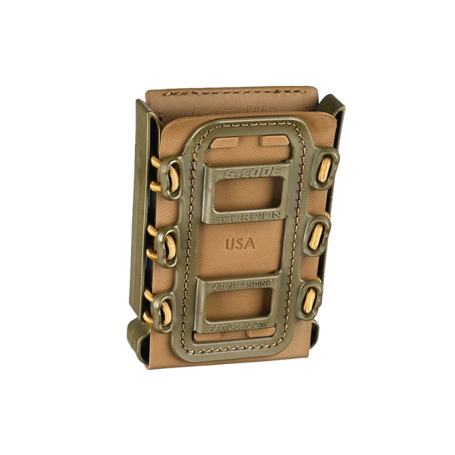 G-Code Rifle Soft Shell Scorpion Mag Carrier w/ R1/R2/R3 Molle and Belt Mounts OD Green Frame/Tan Shell Rifle - G-Code