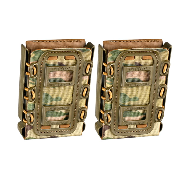 G-Code Soft Shell Scorpion Magazine Carrier Pack of 2 Rifle R1/R2/R3 Molle and Belt Mounts Ambidextrious Green On Multicam Green Green Frame/Multicam - G-Code
