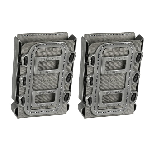 G-Code Soft Shell Scorpion Magazine Carrier Pack of 2 Rifle R1/R2/R3 Molle and Belt Mounts Ambidextrious Grey On Grey Grey Frame/Grey Shell Rifle - G-Code