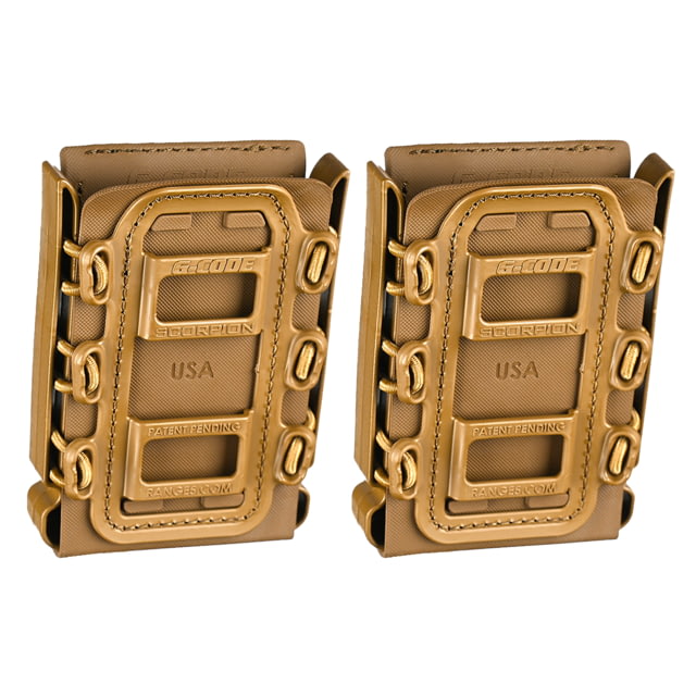 G-Code Soft Shell Scorpion Magazine Carrier Pack of 2 Rifle R1/R2/R3 Molle and Belt Mounts Ambidextrious Tan On Tan Tan Frame/Tan Shell Rifle