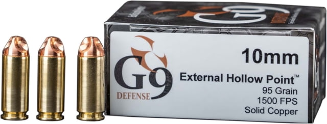 Defense 10mm Auto 95 Grain External Hollow Point Brass Cased Pistol 20 Rounds Ammo