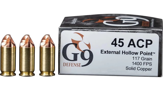 Defense .45 ACP 117 Grain External Hollow Point Brass Cased Pistol 20 Rounds Ammo