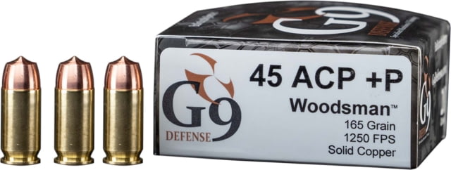 Defense .45 ACP P 165 Grain Woodsman Brass Cased Pistol 20 Rounds Ammo