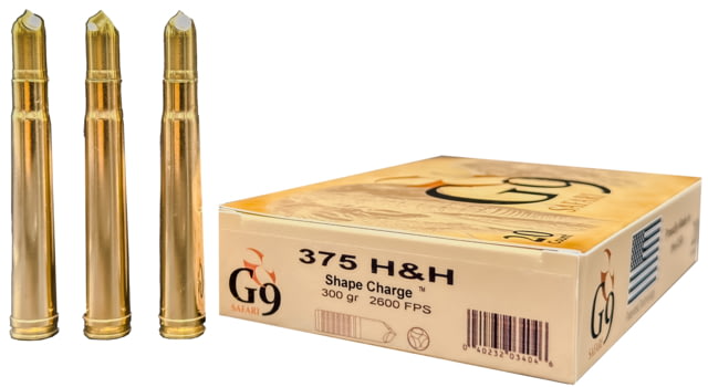 Defense Safari .375 H&H Magnum 300 Grain Depth Charge Tipped Hollow Point Brass Cased Rifle 20 Rounds Ammo