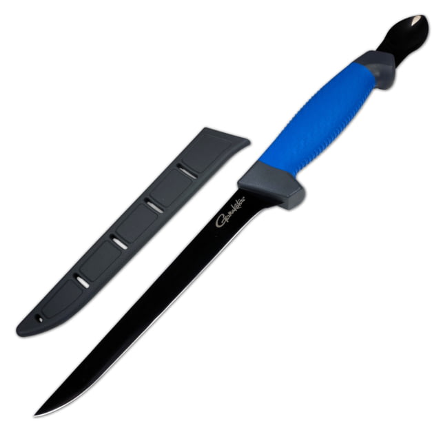 Gamakatsu Fillet Fillet Fixed Blade Knives 7 inch 420J2 Stainless Steel Trailing Point/Fillet Glass Filled Nylon Rubber Overmold Handle Grey - Gamakatsu