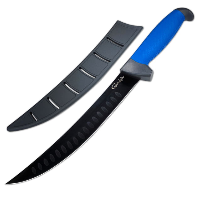 Gamakatsu Fillet Fillet Fixed Blade Knives 9 inch 420J2 Stainless Steel Trailing Point/Fillet Glass Filled Nylon Rubber Overmold Handle Grey - Gamakatsu