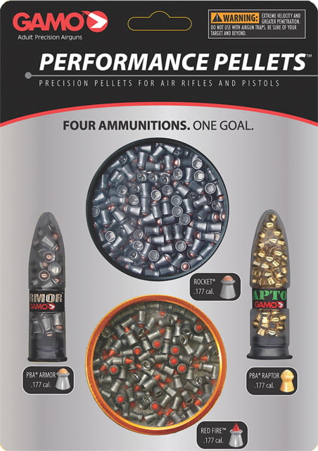 Gamo .177 Caliber Performance Pellets Red Fire PBA Armor and PBA Raptor Rocket 400 Combo Pack