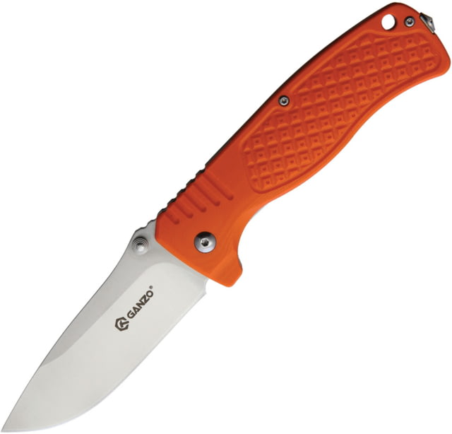 Ganzo Knives G722 Framelock Orange Folding Knife 3.5" satin finish 440C stainless blade Orange textured G10 handle with stonewash finish s - Ganzo Knives