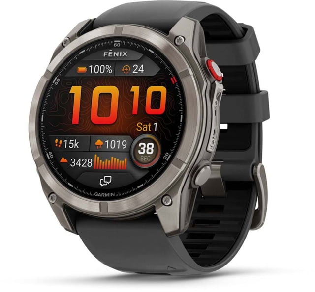 Garmin Fenix 8 Pro Unisex Watches 51mm Case Diameter Titanium Bezel Graphite/Black Silicone Band
