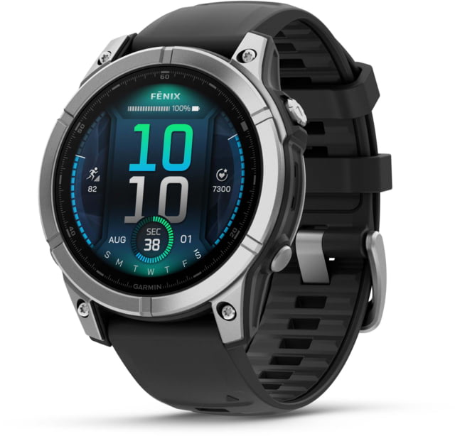 Garmin fenix E AMOLED 47mm GPS Watch Stainless Steel with Black Silicone Band