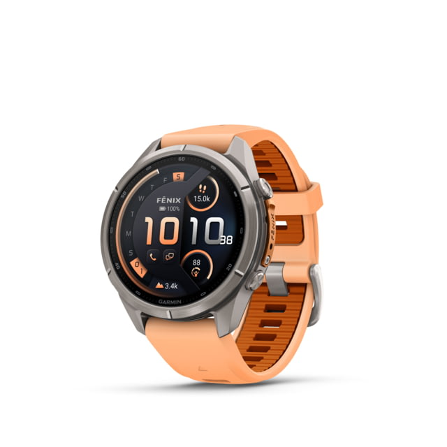 Garmin Fenix 9 Pro Watch 43mm Case Diameter Titanium Bezel Shell Pink/Autumn Orange Silicone Band