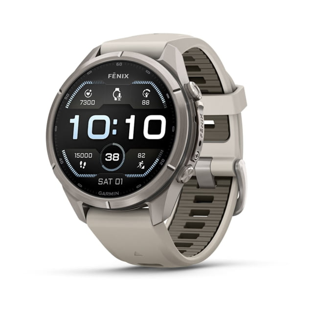 Garmin Fenix 9 Pro Watch 43mm Case Diameter Titanium Bezel Fog Gray/Dark Sandstone Silicone Band