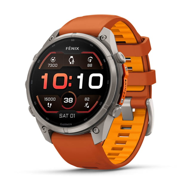 Garmin Fenix 9 Pro Watch 47mm Case Diameter Titanium Bezel Autumn Orange/Spark Orange Silicone Band