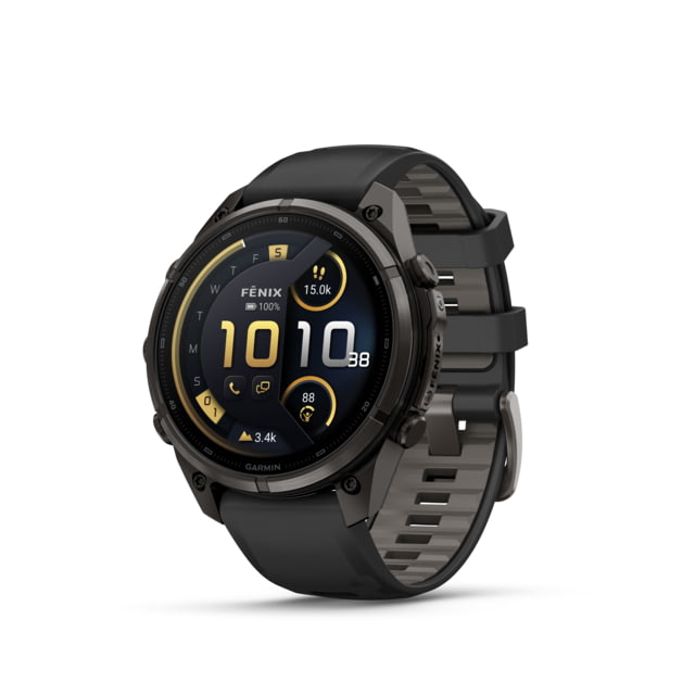 Garmin Fenix 9 Pro Watch 47mm Case Diameter Carbon Gray DLC Titanium Bezel Black/Pebble Gray Silicone Band