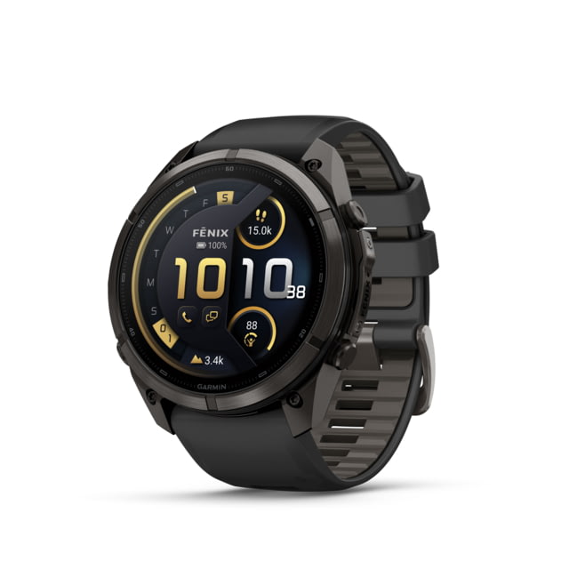 Garmin Fenix 9 Pro Watch 51mm Case Diameter Carbon Gray DLC Titanium Bezel Black/Pebble Gray Silicone Band