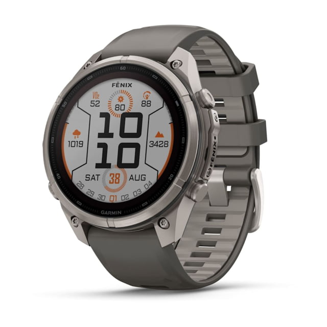 Garmin Fenix 9 Pro Watch 47mm Case Diameter Titanium Bezel Pebble Gray/Silver Gray Silicone Band Solar