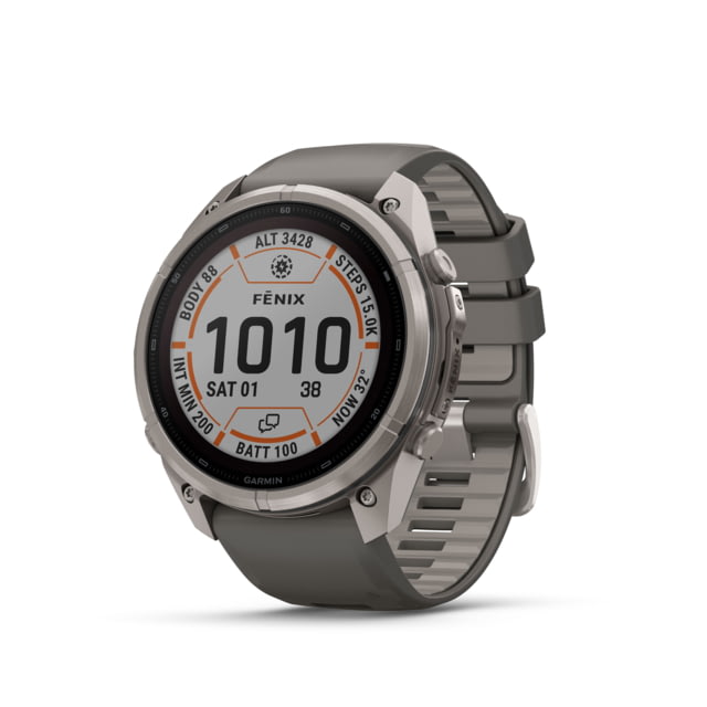 Garmin Fenix 9 Pro Watch 51mm Case Diameter Titanium Bezel Pebble Gray/Silver Gray Silicone Band Solar