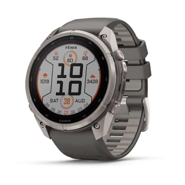 Garmin Fenix 9 Pro Watch 51mm Case Diameter Titanium Bezel Pebble Gray/Silver Gray Silicone Band Solar
