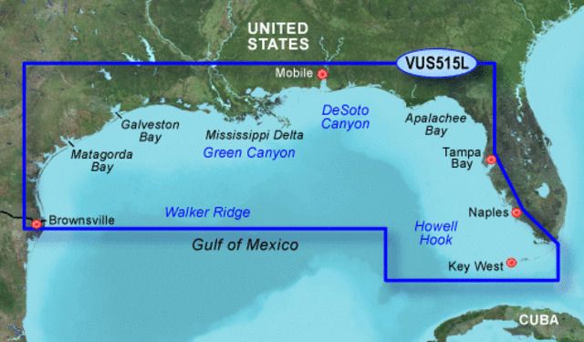 Garmin On The Water GPS Cartography BlueChart g2 Vision Gulf of Mexico Large Map - Garmin