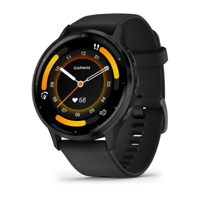 Garmin Venu 3 Watch Slate Stainless Steel Bezel w/ Black Case and Silicone Band